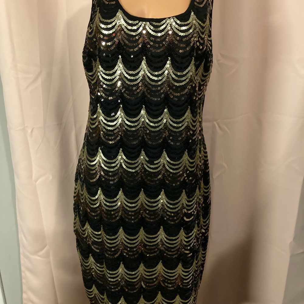 Pinkblush Black and Gold Sequin Mini Dress